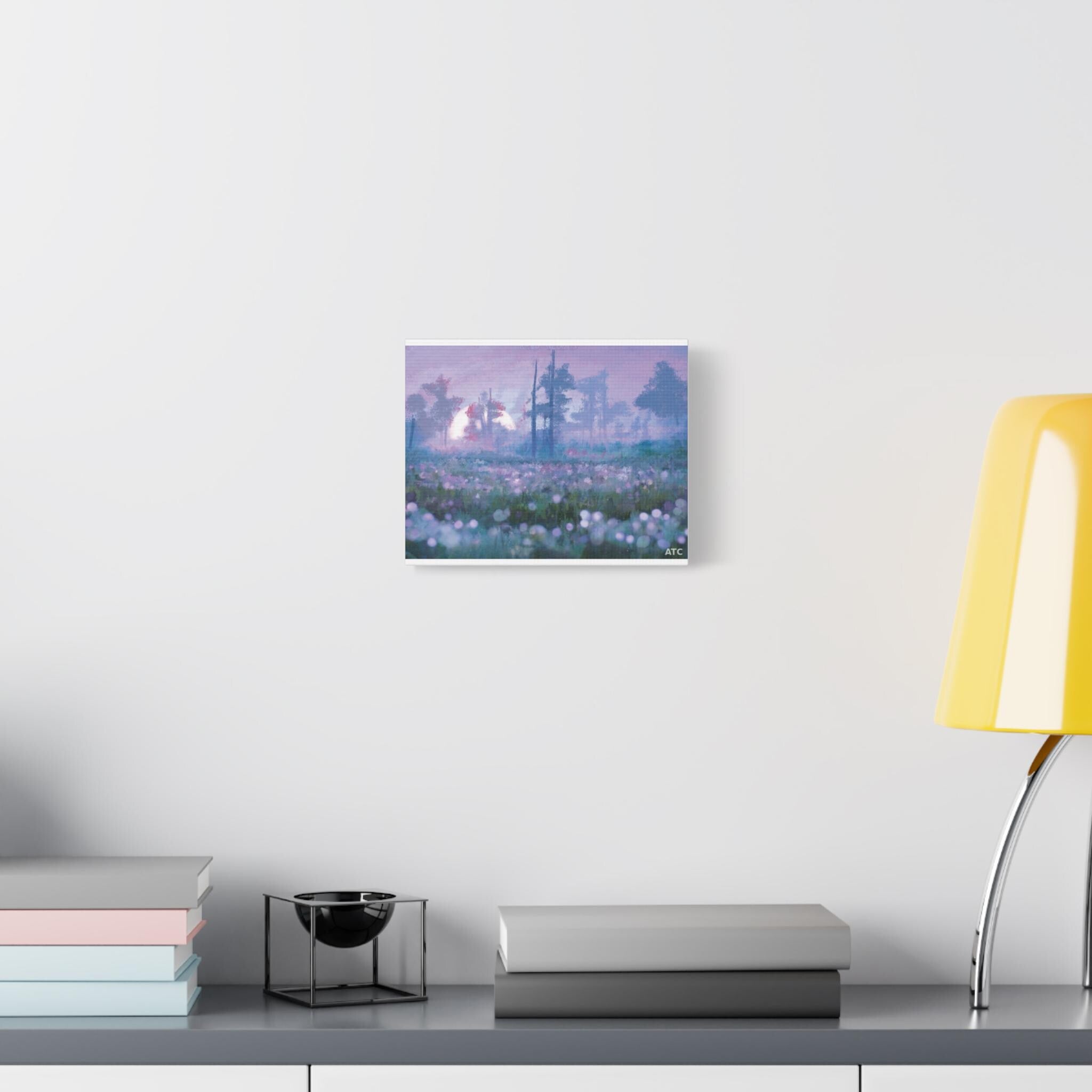Misty Moonlit Meadow Canvas