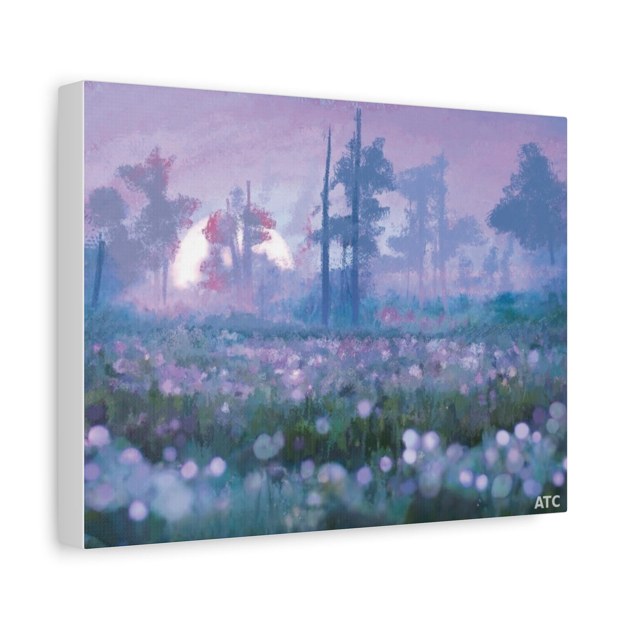 Misty Moonlit Meadow Canvas