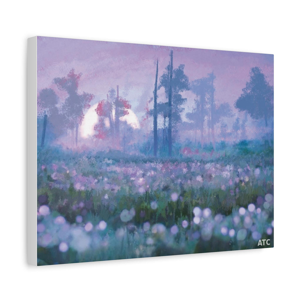 Misty Moonlit Meadow Canvas