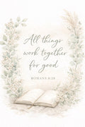 Romans 8:28 Bible Verse Printable | Neutral Botanical Scripture Art (Digital Download)