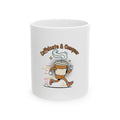 Caffeinate & Conquer Coffee Mug | Running Coffee Cup Illustration Ceramic