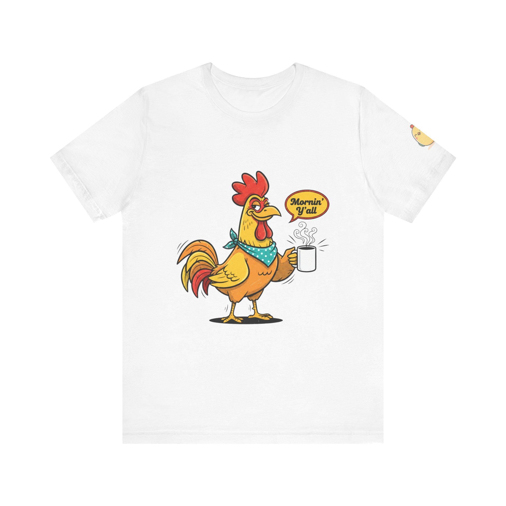 Mornin' Y'all Rooster Coffee Tee | Chicken Cartoon T-Shirt