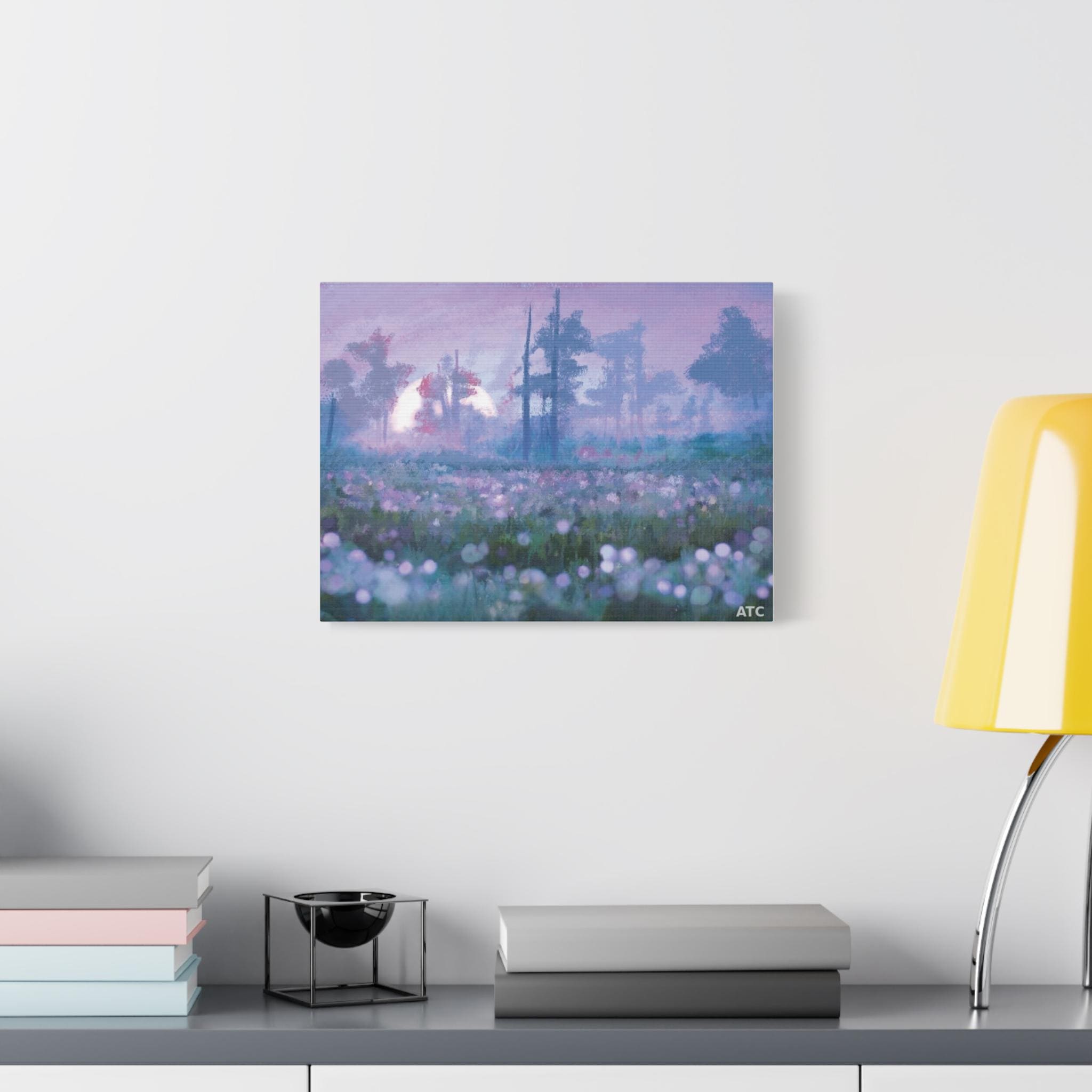 Misty Moonlit Meadow Canvas