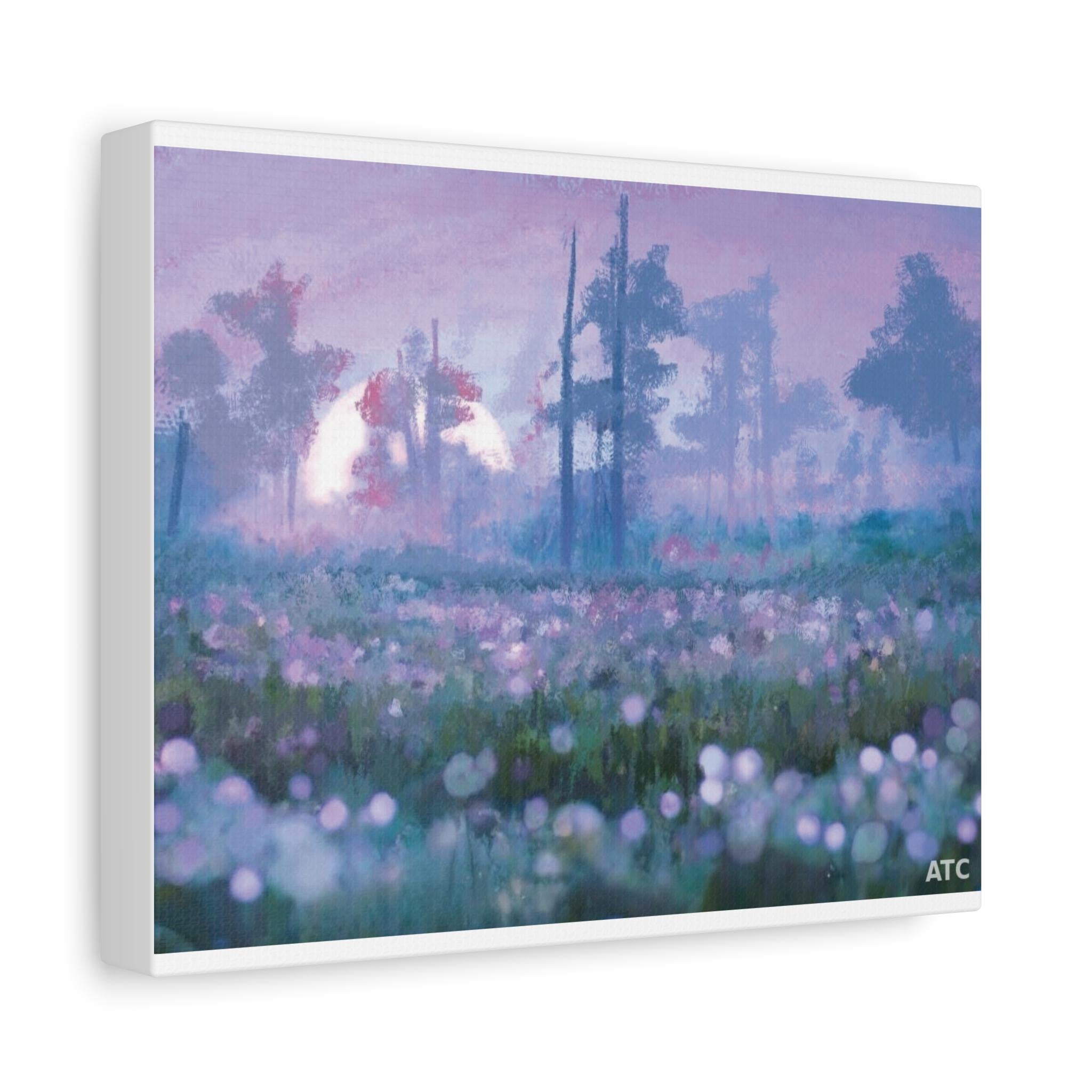 Misty Moonlit Meadow Canvas