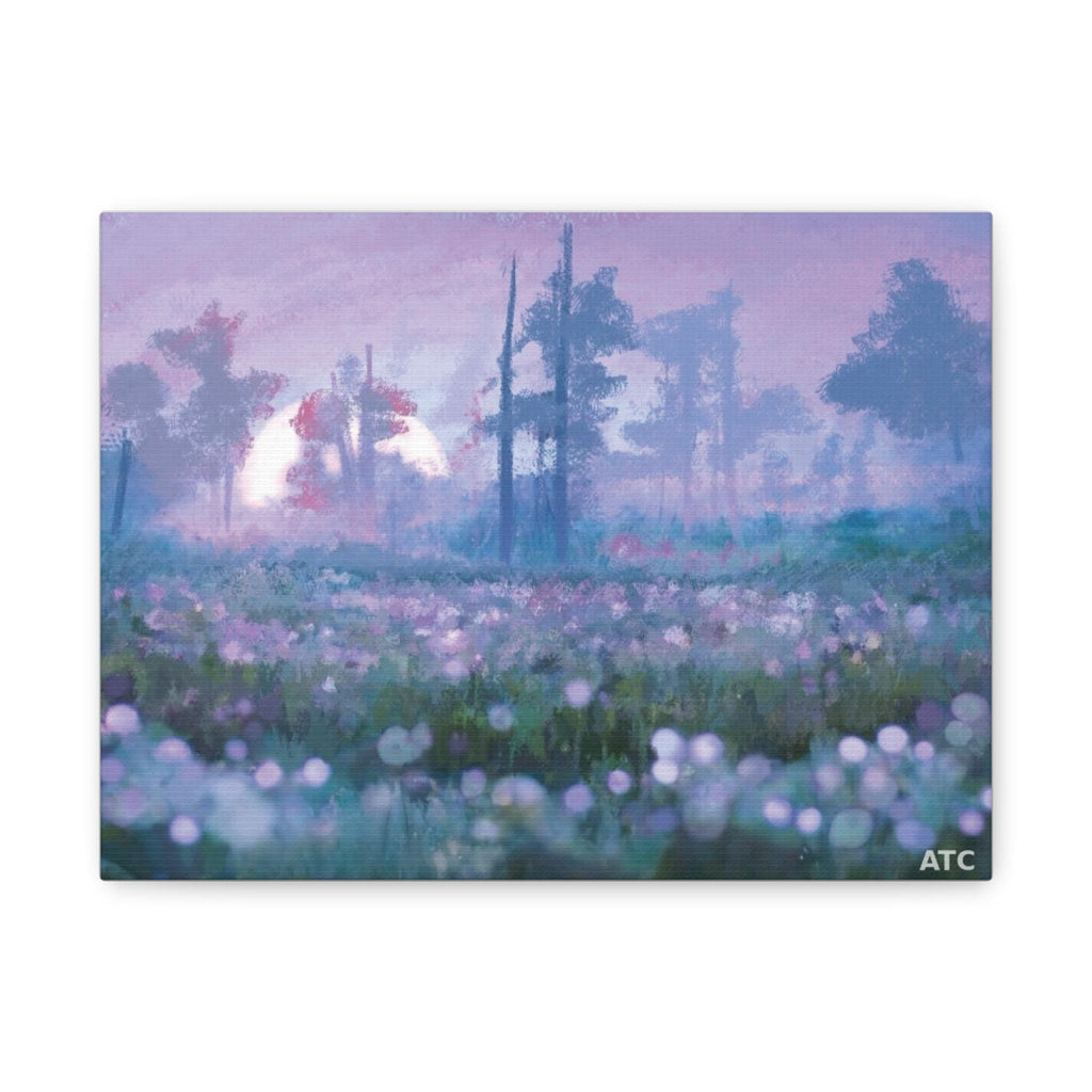 Misty Moonlit Meadow Canvas