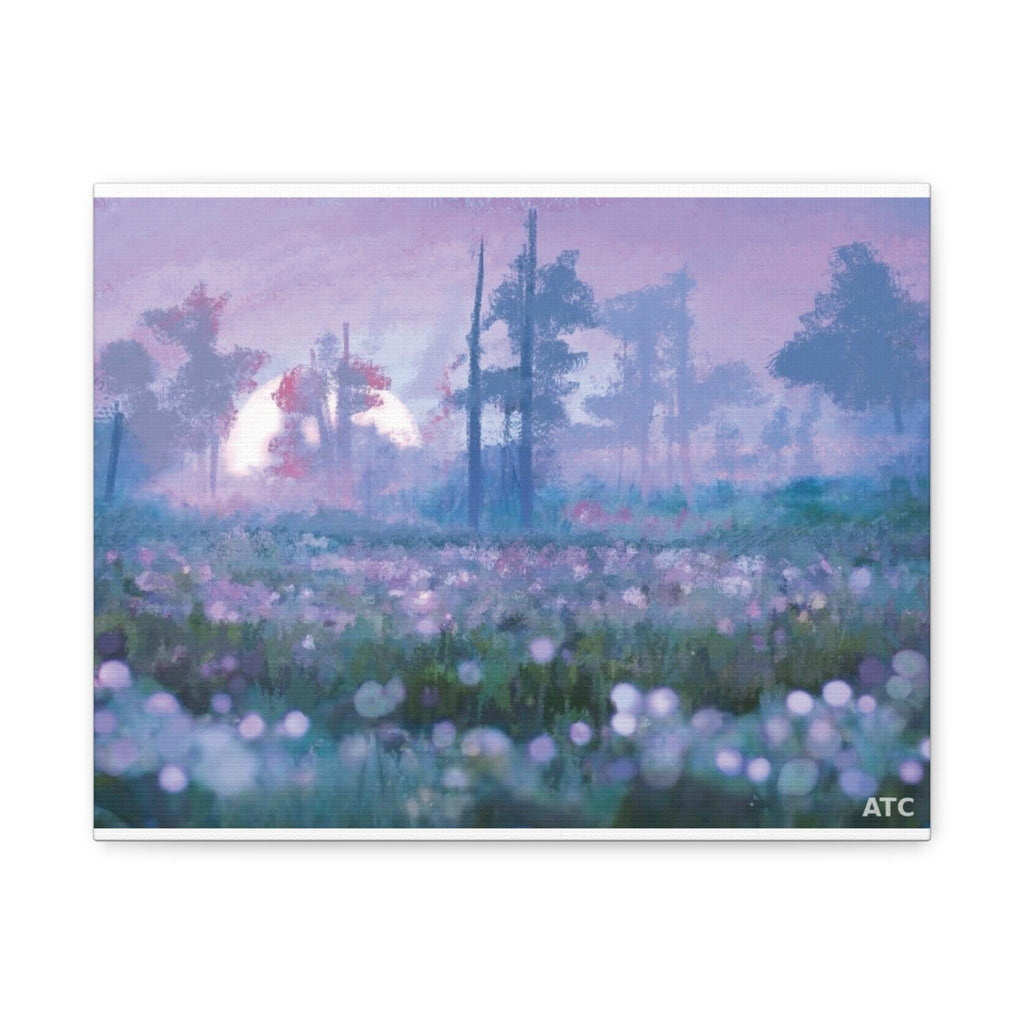 Misty Moonlit Meadow Canvas