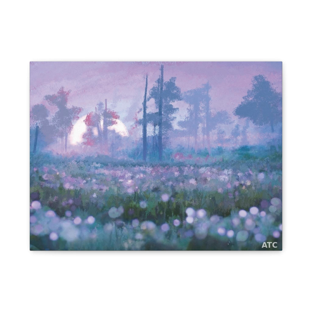 Misty Moonlit Meadow Canvas