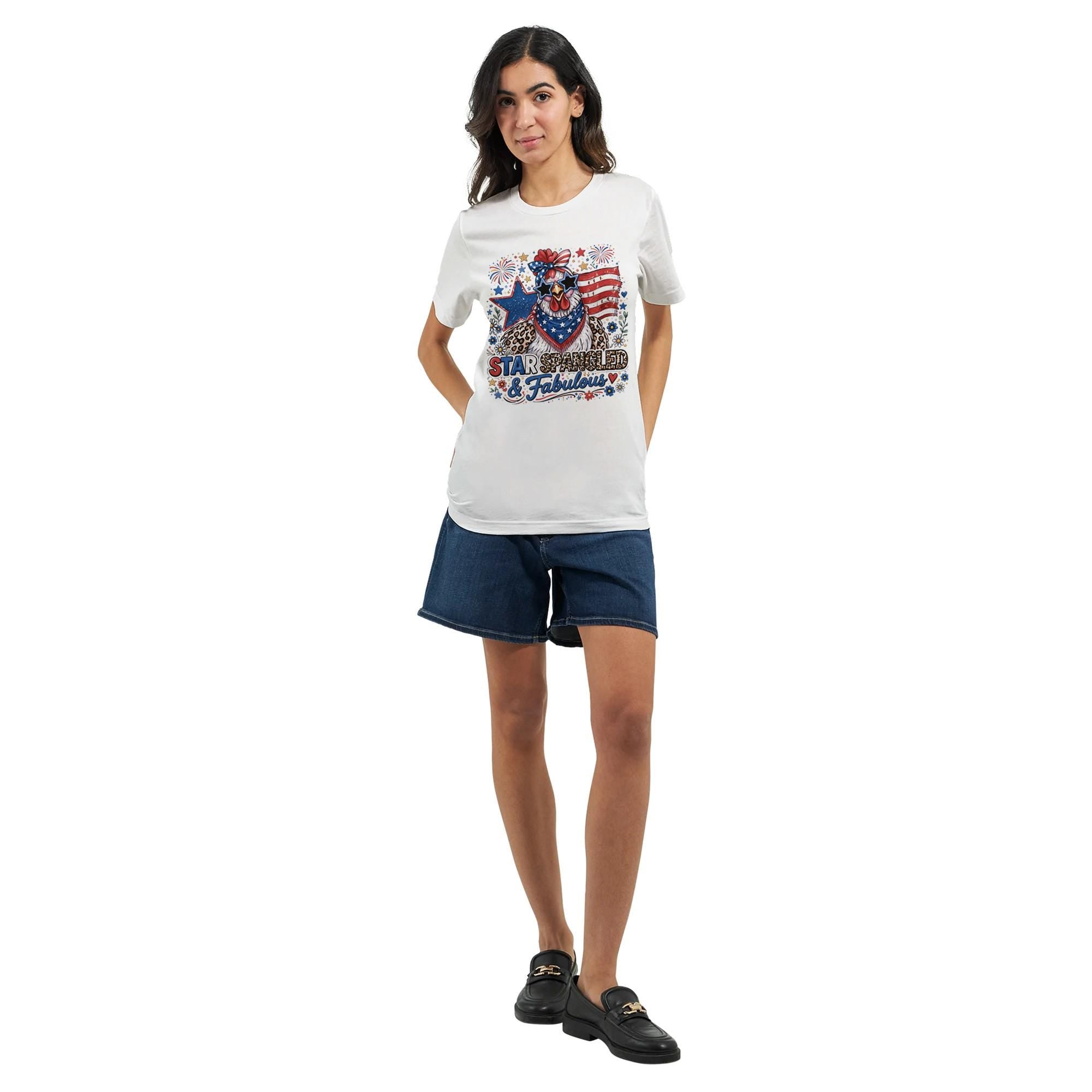 Star Spangled Chicken T-Shirt | Patriotic Farm Animal Tee (DTG Printed)