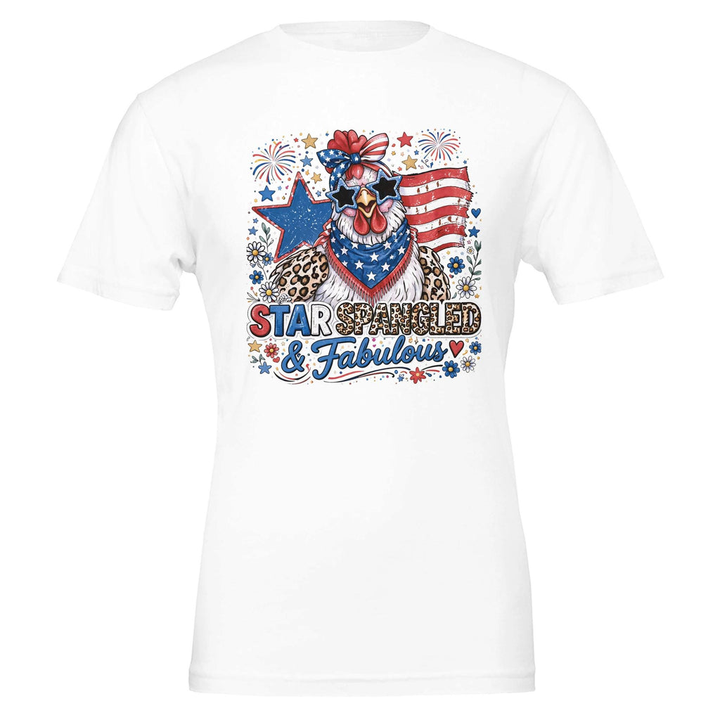 Star Spangled Chicken T-Shirt | Patriotic Farm Animal Tee (DTG Printed)