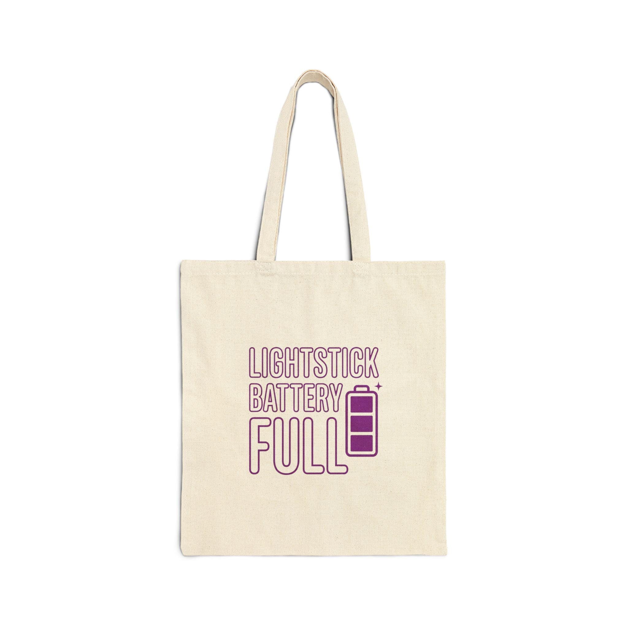 Lightstick Battery Full Tote | K-pop Stan Slang Canvas Tote